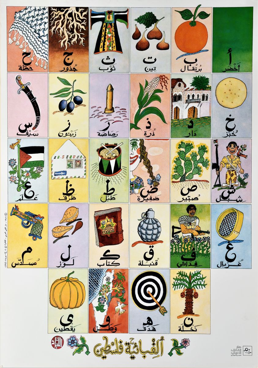 ألفبائية فلسطين، ملصق صادر عن دار الفتى، ١٩٨٦