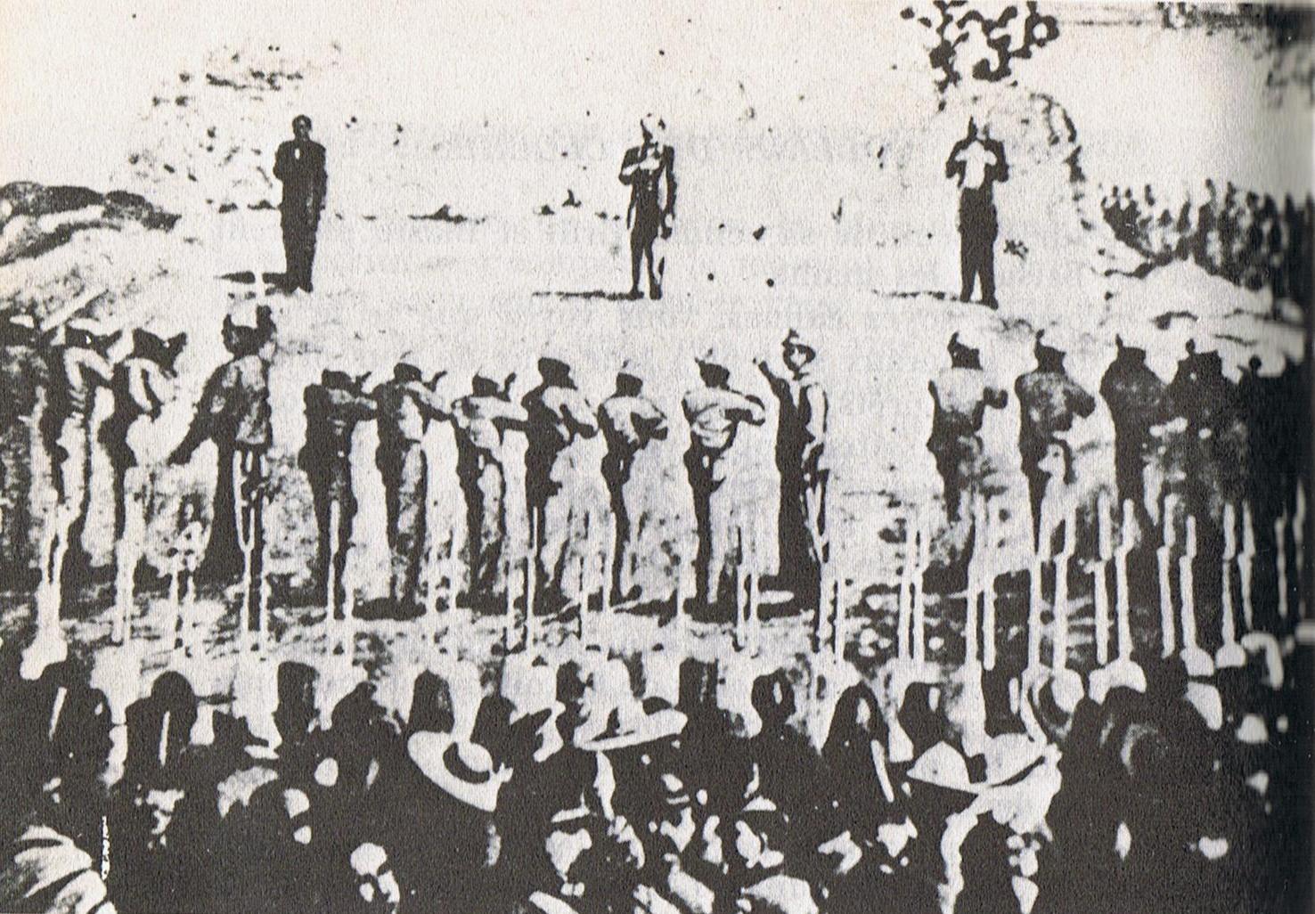 مشهد واقعي لحادثة الإعدام - Photography of Execution of Maximilian I of Mexico, Miramón and Mejía - 1867
